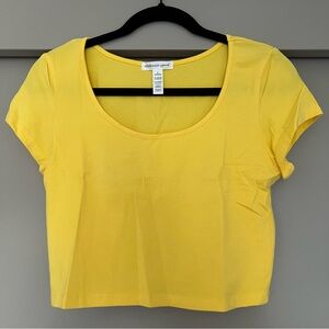 Yellow Scoop Neck Crop Tee